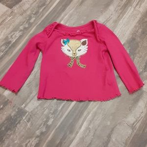 Okie Dokie Size 24 Months Pink Long Sleeve Top with Fox Applique – Great Conditi